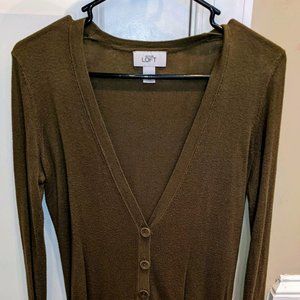 Ann Tayolor Loft green cardigan